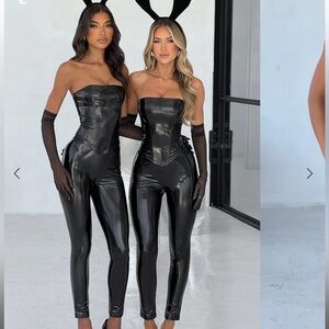 BABYBOO Black Vinyl Corset & Pant Set